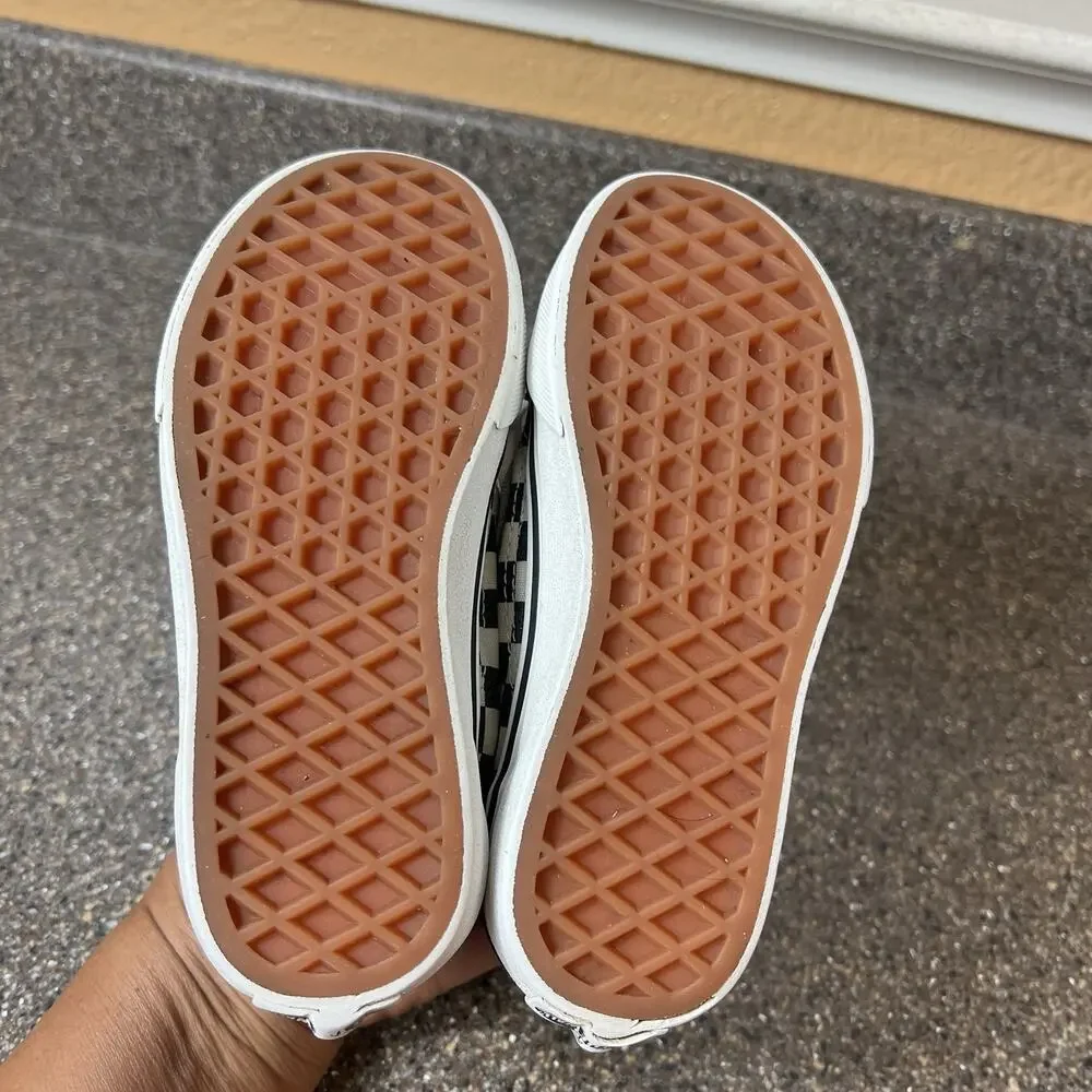 Vans Classic Little Kids Sz 12 Sneaker Shoe Lace Up Low Black Check Suede/Canvas